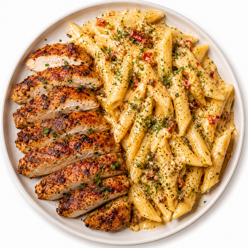 Creamy Honey Butter Chicken Alfredo Pasta